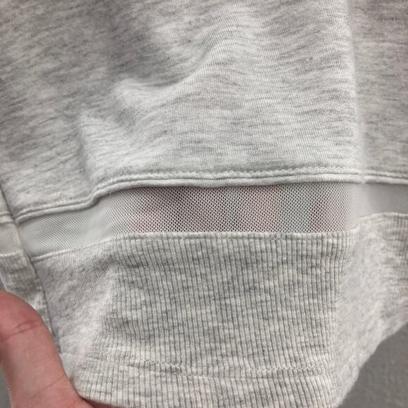 Yogalicious Gray Lightweight Mesh Trim Crossover Back Long Sleeve Hoodie Shirt - Picture 5 of 12